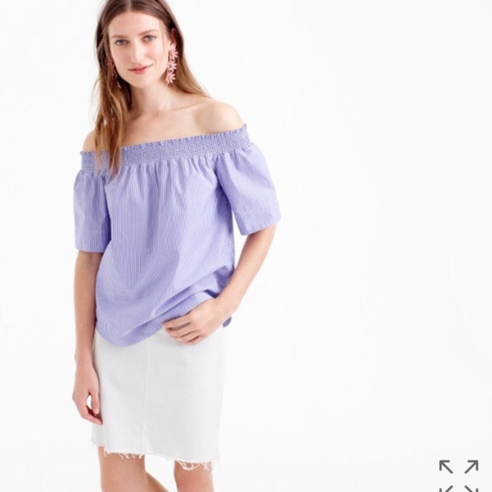 J. Crew cotton off-the-shoulder top in stripe